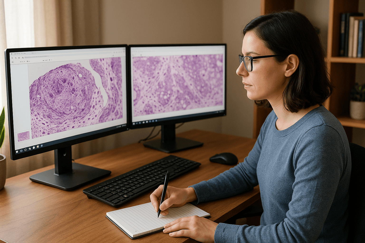 Pathologist working remotely with digital slides